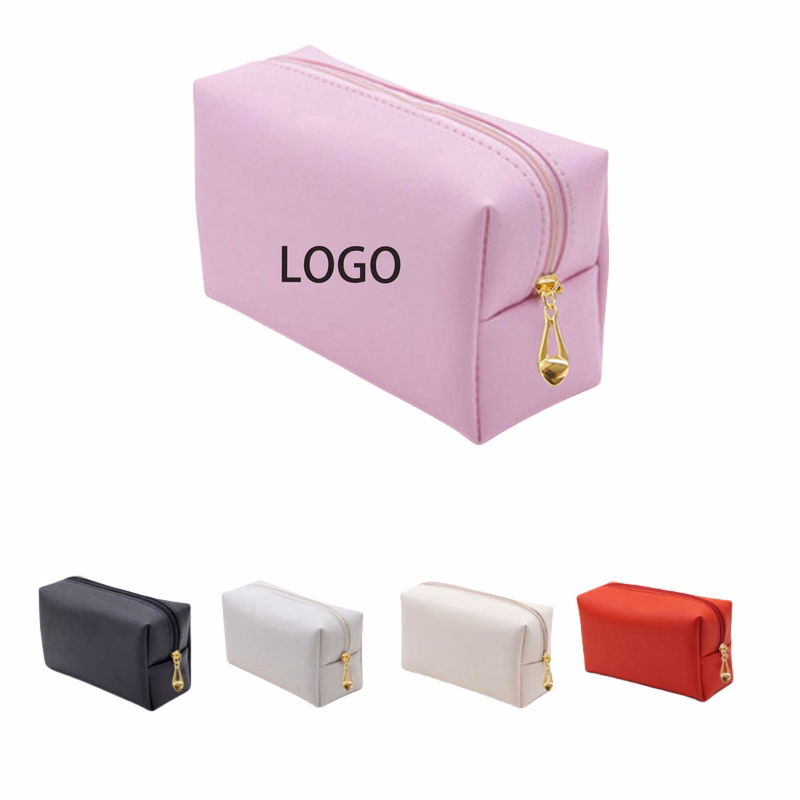 Leather Zipper Cosmetic Bag