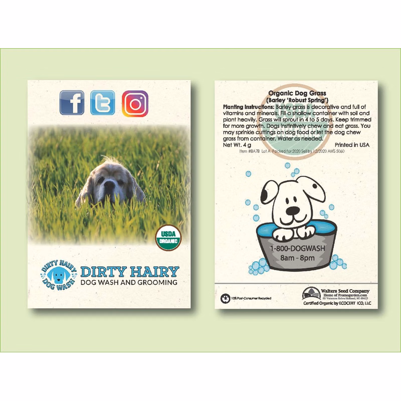 Organic Dog Grass Seed Packet - Barley Grass -Standard Size 3.25" x 4.5"
