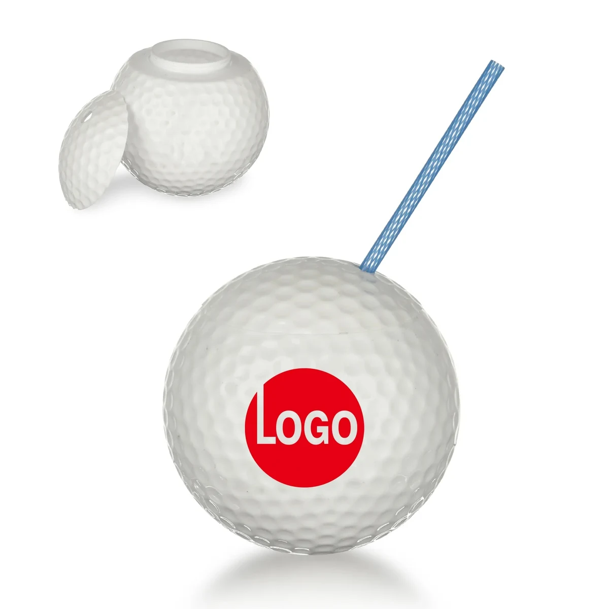 20 oz Plastic Golf Ball Cup with Straw and Lid 1