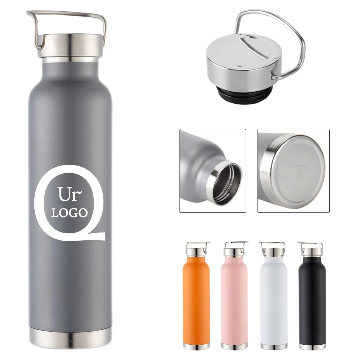 22 Oz Portable Insulated Vacuum Bottle, custom water bottle with logo imprint 1