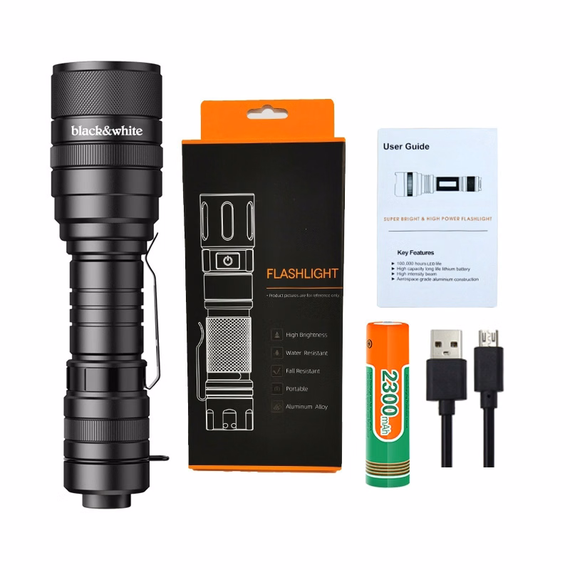 LED Zoom Flashlight 1000 Lumens – Ultra Bright, Water-Resistant, USB-C Rechargeable 2300mAh