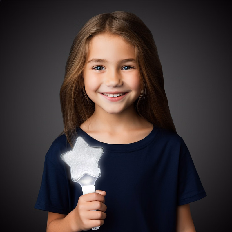 9" White Light Up Star Wand