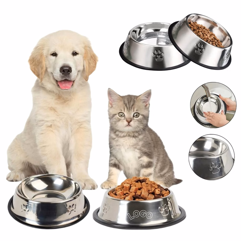 Slip Resistant Base Stackable Stainless Steel Dog Cat Bowl