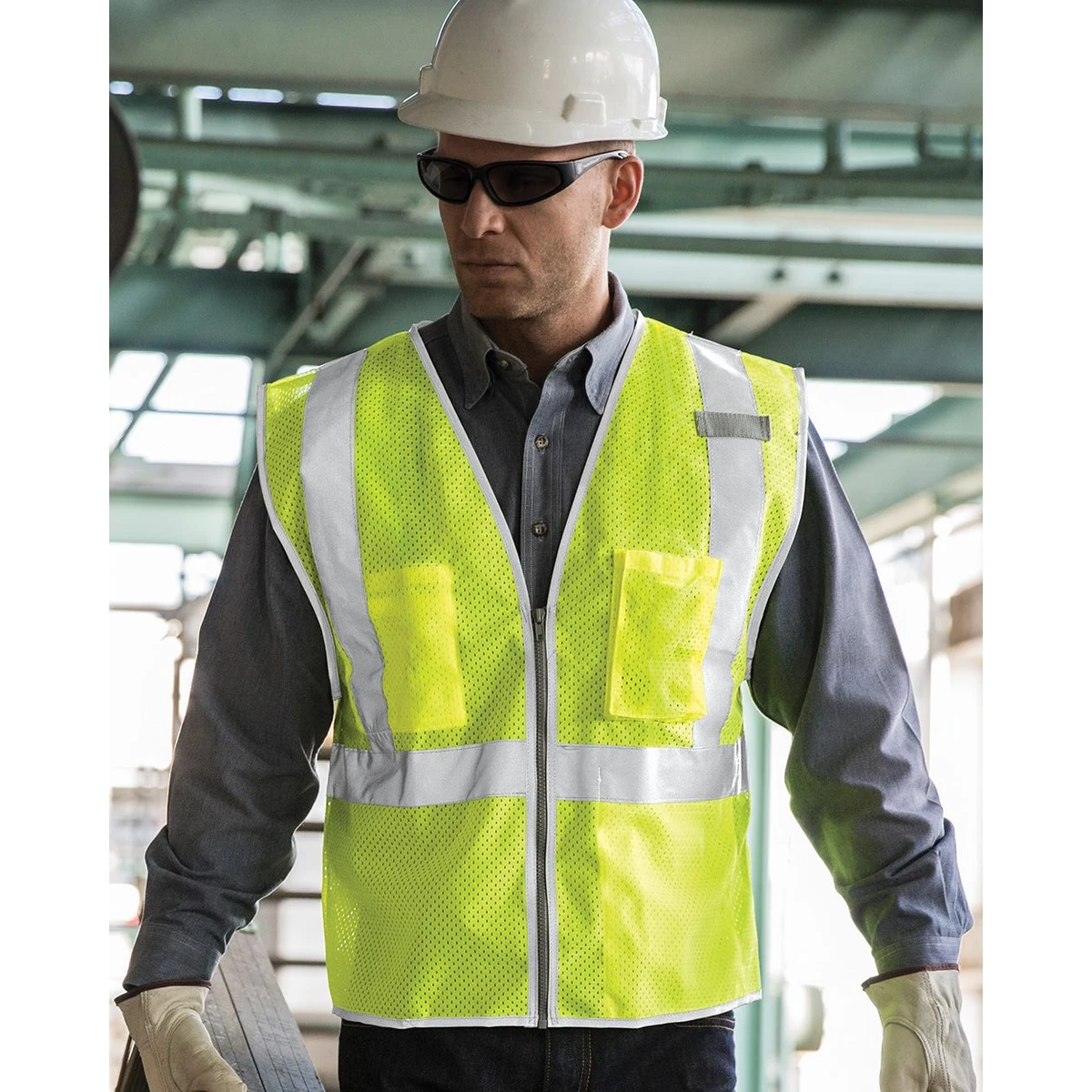 Unisex Premium Brilliant Series® Three-Pocket Zippered Mesh Vest - 1507 1