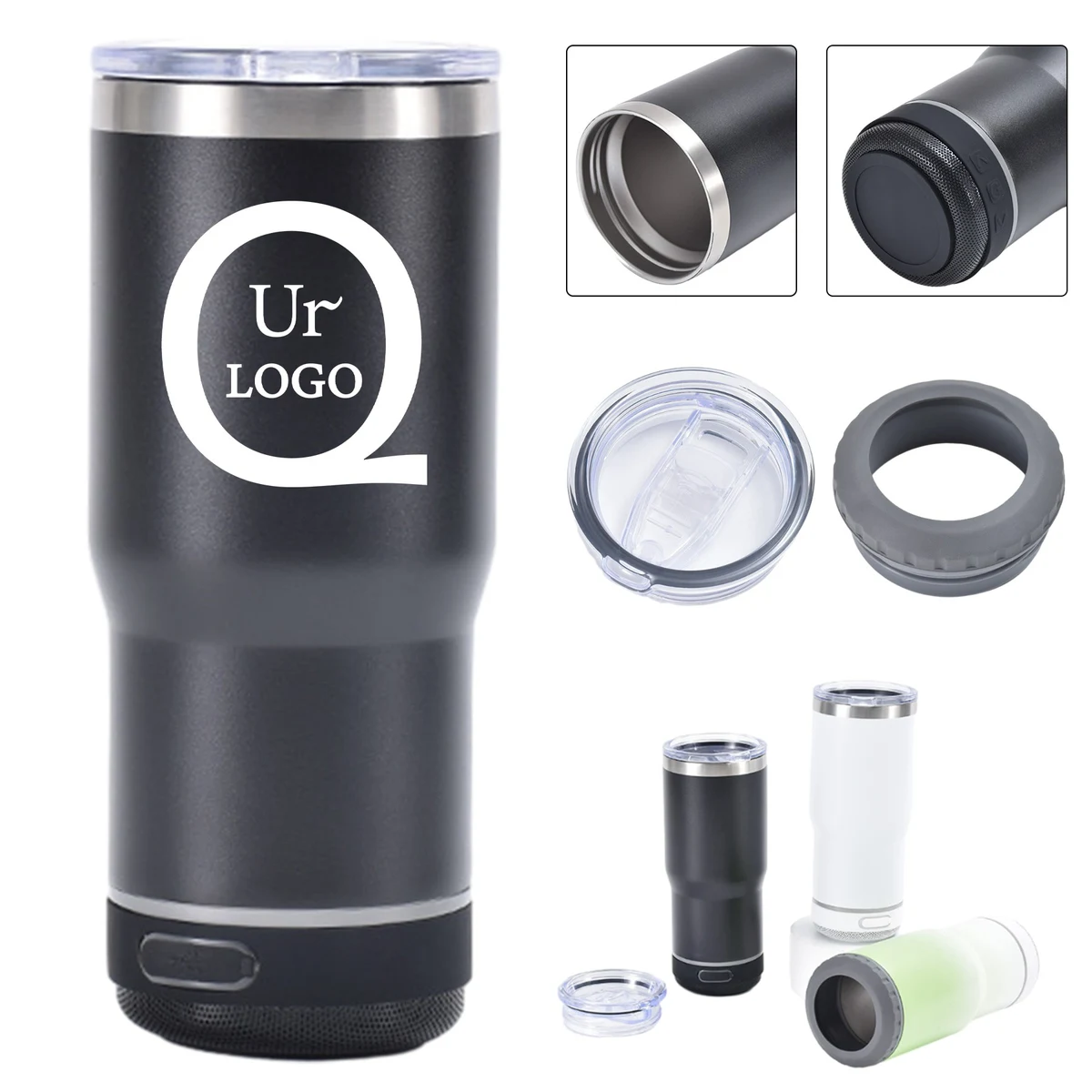 16Oz Stainless Steel Tumbler With Speaker 1