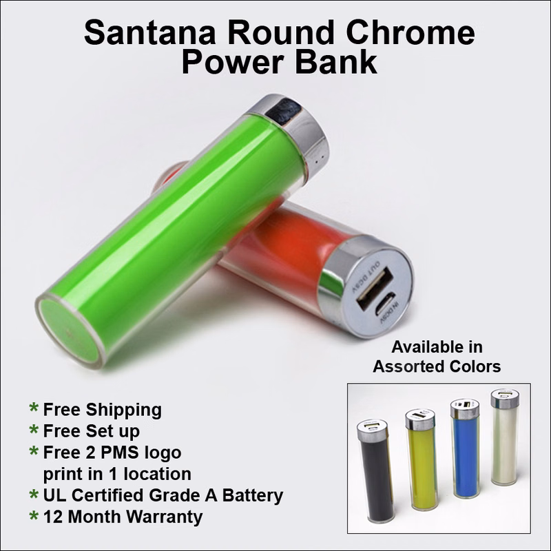 Santana Round Chrome Power Bank - 1800 mAh