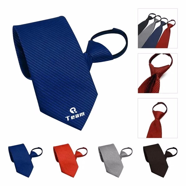 Custom Pre-Tied Slim Polyester Neckties with Embroidered Logo — Corporate Executive Gift