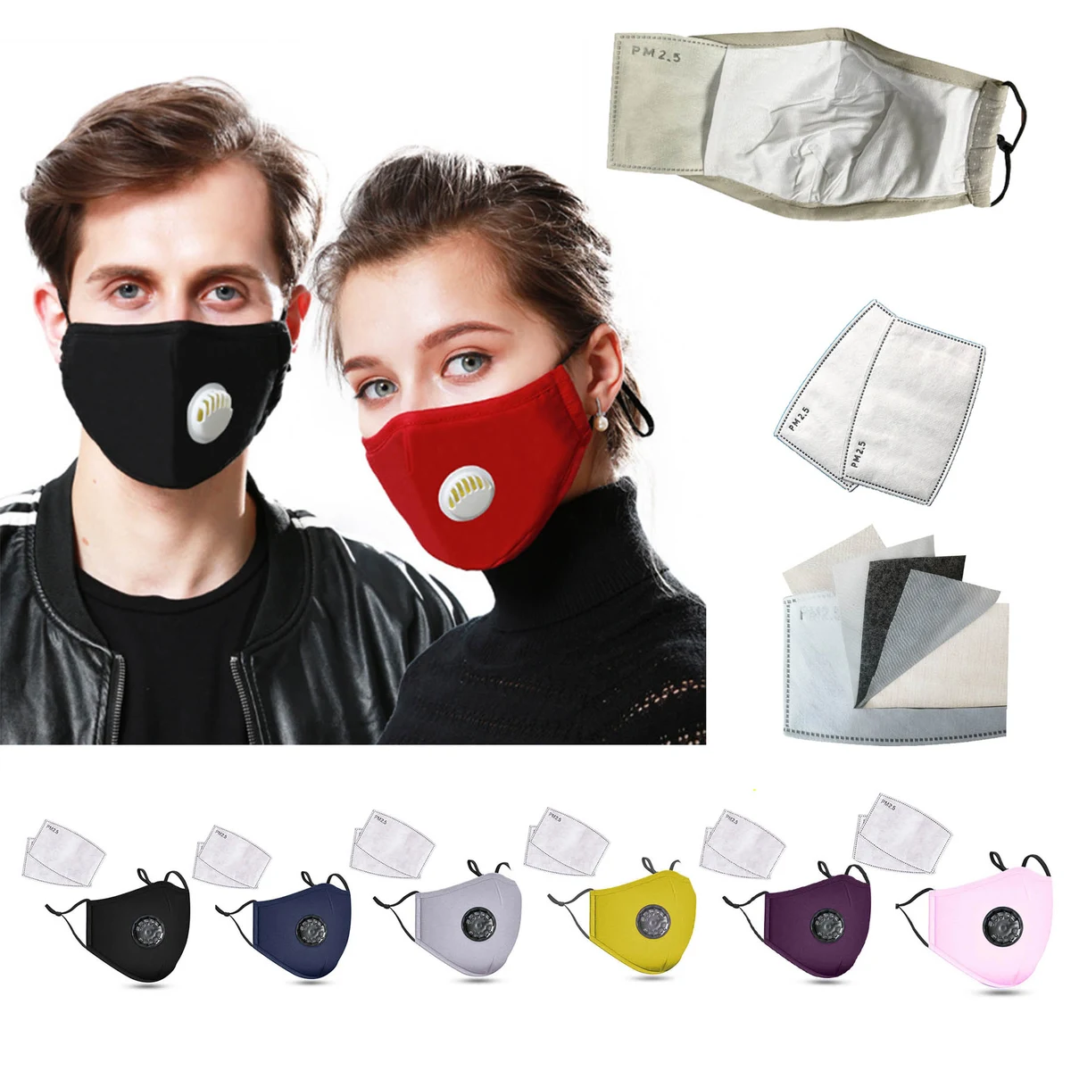Face Bandanas Replaceable Filter Piece Cotton Mask 1