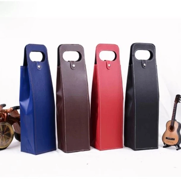 Leather Wine Tote Bag Carrier, custom tote bag with logo imprint 1