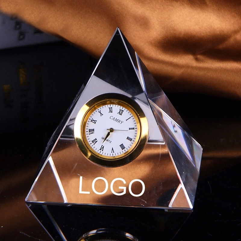PRISM PYRAMID CRYSTAL with CLOCK