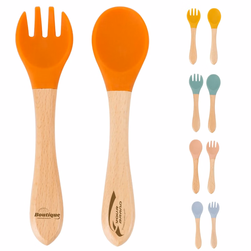 Baby Feeding Spoons w/ Soft Curved Silicone Tips for Infants