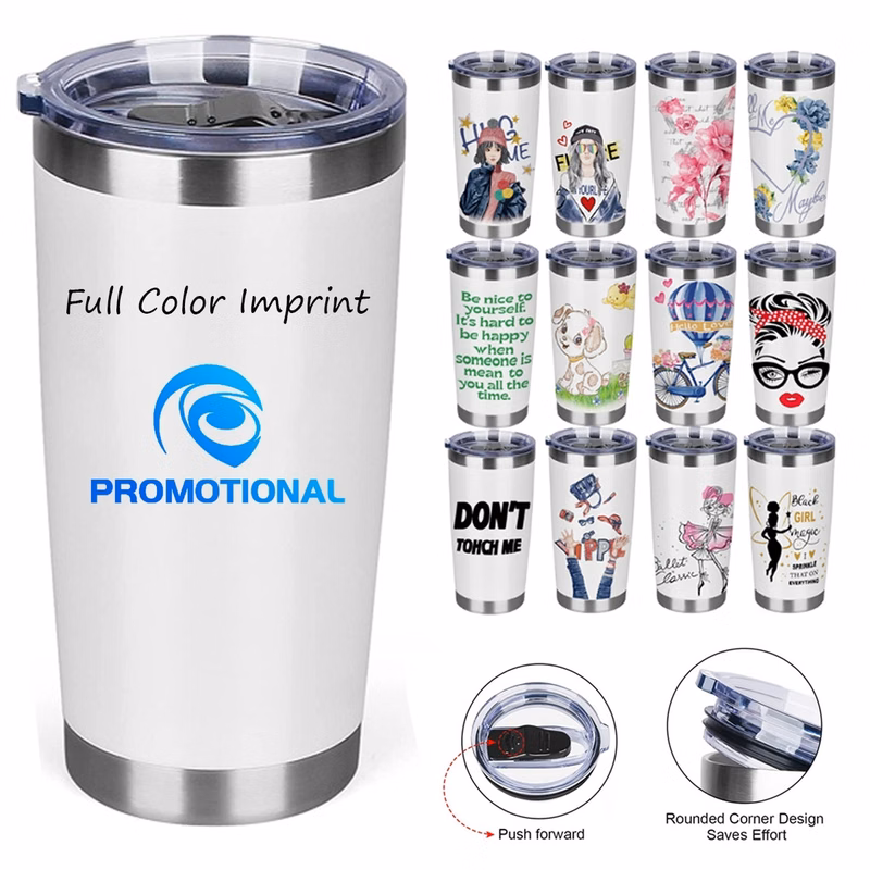 20 oz. Personalized Gift Printed Tumblers with Lid and Straw