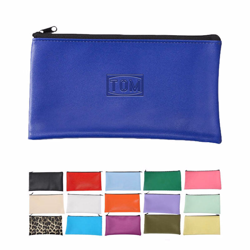 PU Leather Bill Cash Deposit Zipper Storage Bag