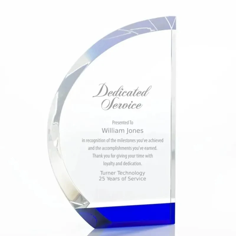 Royal Blue Sail Accent Crystal Trophy 1