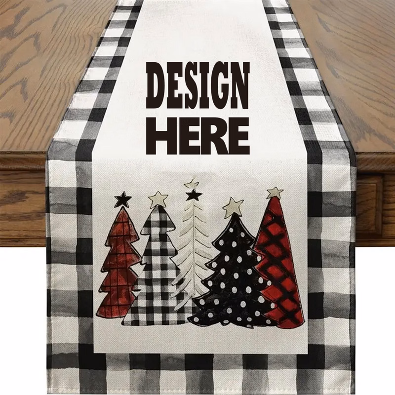MOQ100 Christmas Linen Tablecloth Flag