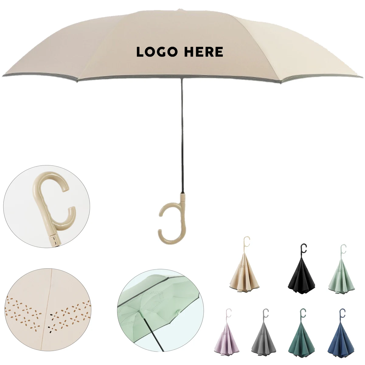 C Hook Handle Inverted Reverse Umbrella 1