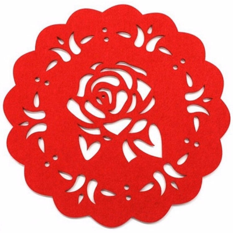 Hollow Out Rose Felted Coasters