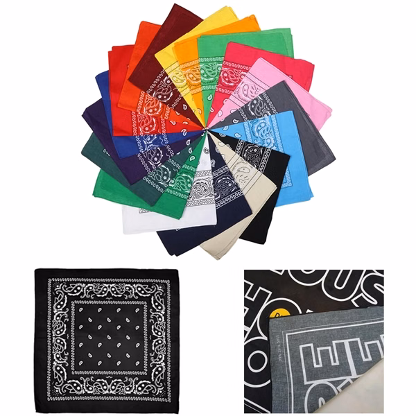 Custom Full-Color 100% Cotton Square Bandana — Outdoor Headwear & Accessory