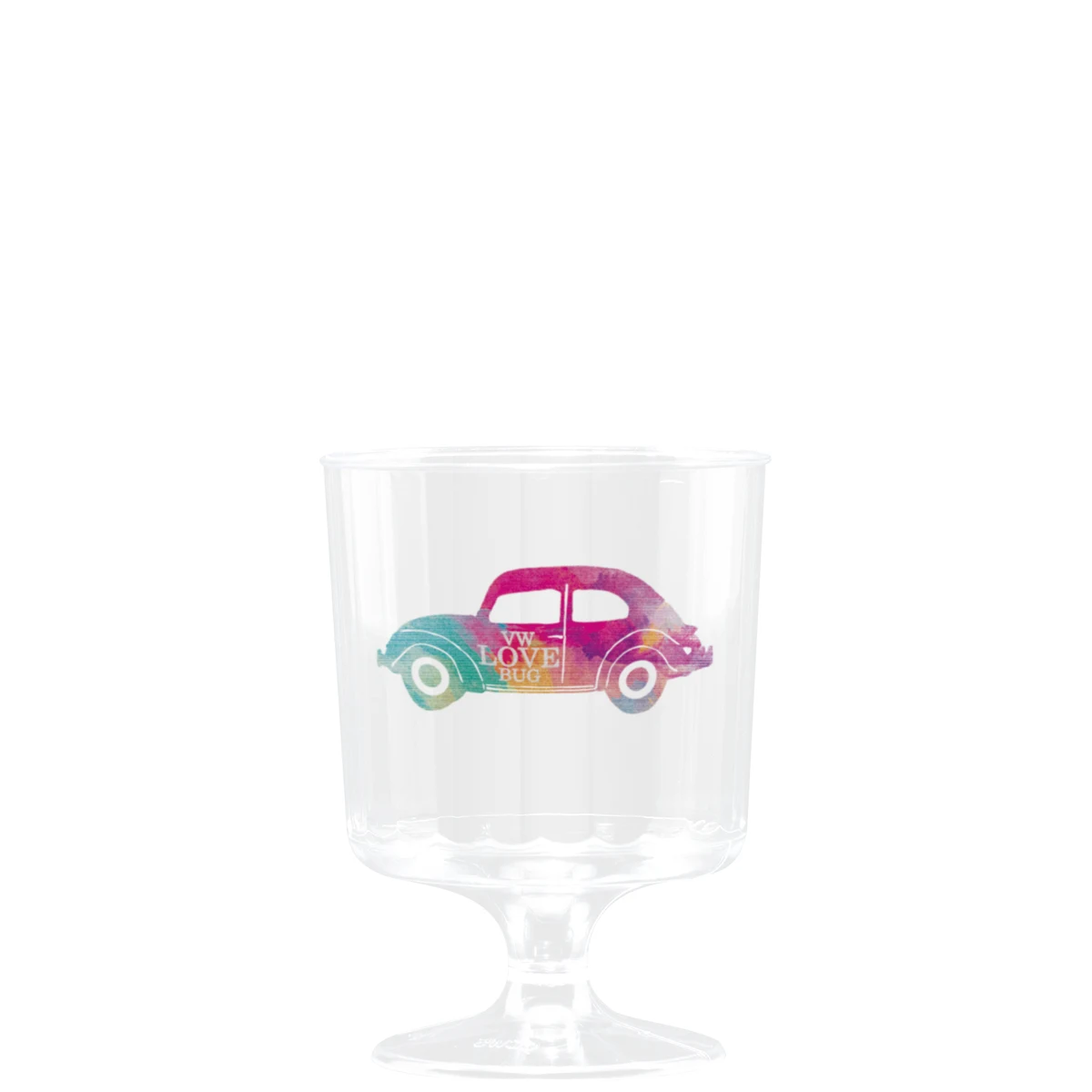 5 oz Hard Plastic Fluted Footed Wine Cup Clear Digital Print 1