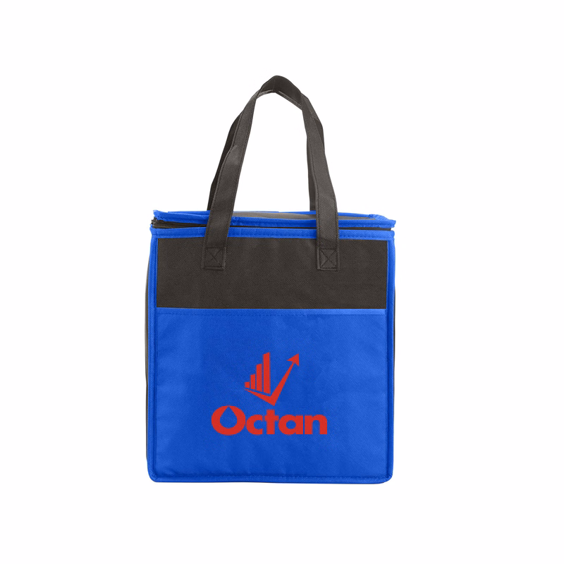 Two-Tone Flat Top Insulated Non-Woven Shopping Tote Bag