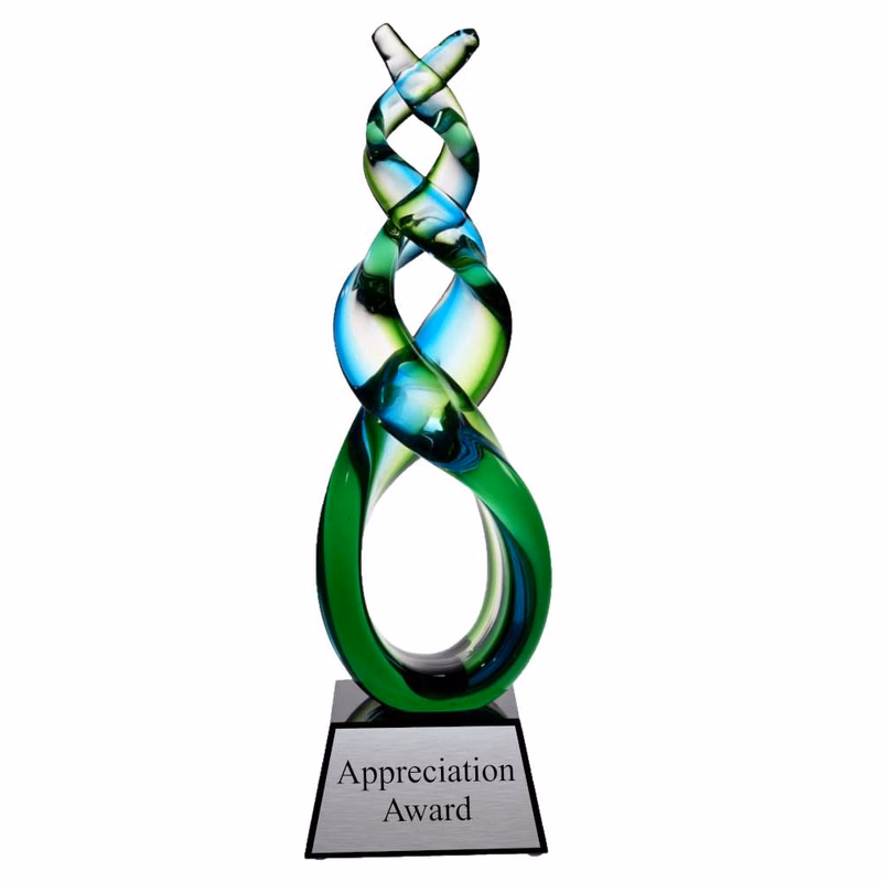 Green Double Helix Art Glass 11.75"