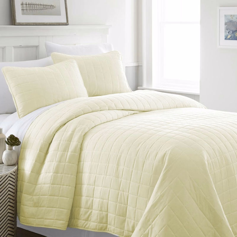 Quilted Coverlet Sets - Yellow King 3 Piece