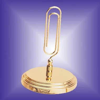 BRASS JUMBO MEMO CLIP HOLDER W/ OVAL BASE 1