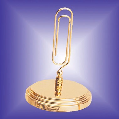 BRASS JUMBO MEMO CLIP HOLDER W/ OVAL BASE
