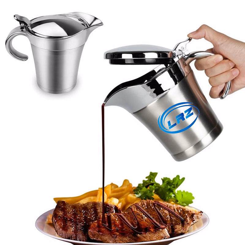 16 oz Stainless Double Insulated Gravy Boat/Sauce Jug w/Lid