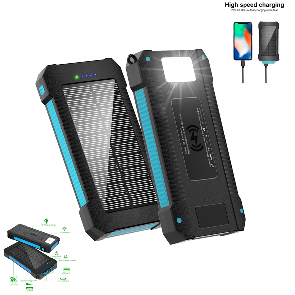 30000mAh Wireless Portable Solar Charger 1