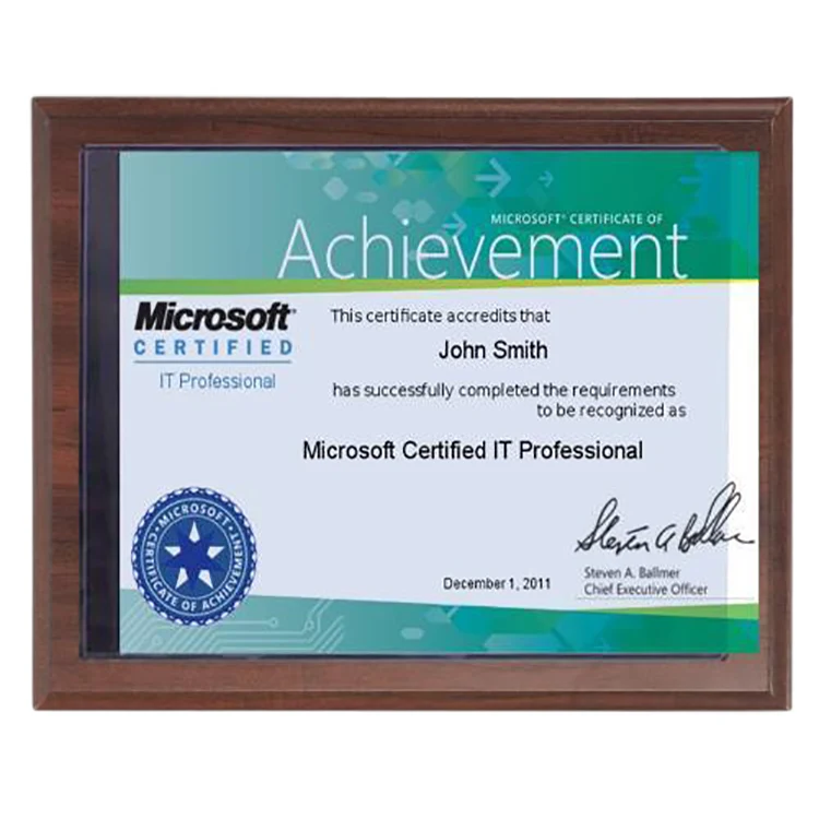 Pocket Slide In Certificate Plaque-Cherry 1