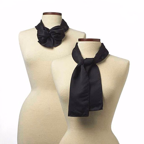 Black Polyester Satin Scarf - 8"x45"