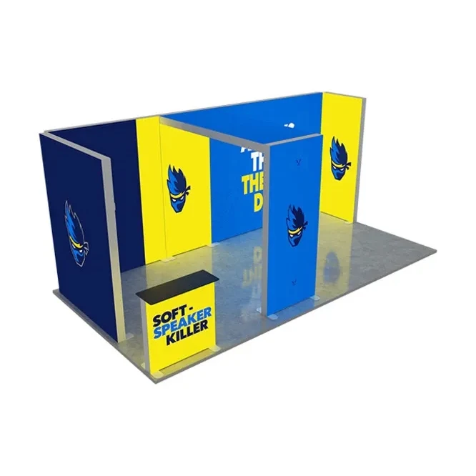 20ft Backlit Trade Show Display – LED Lightbox Display with Counter & Side Panels 1