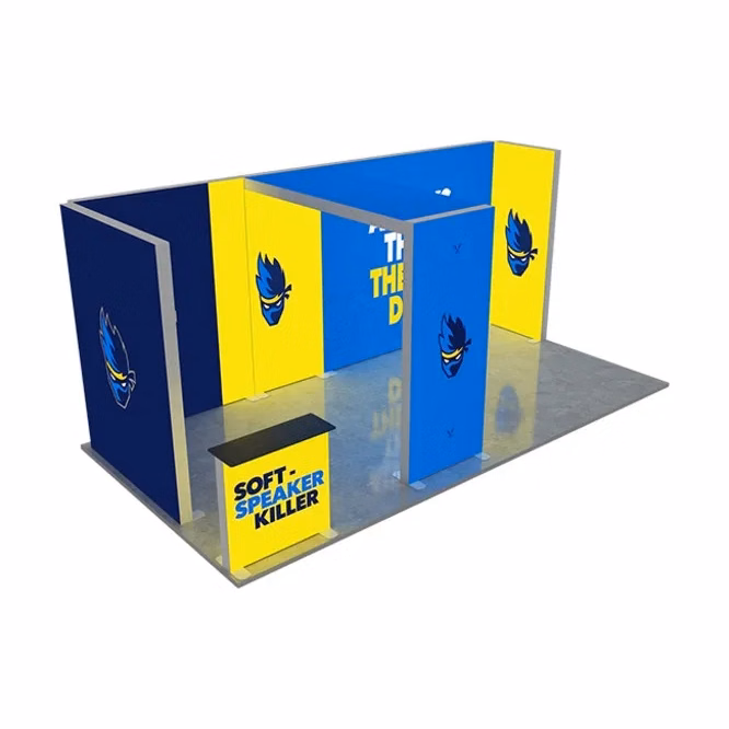 20ft Backlit Trade Show Display – LED Lightbox Display with Counter & Side Panels