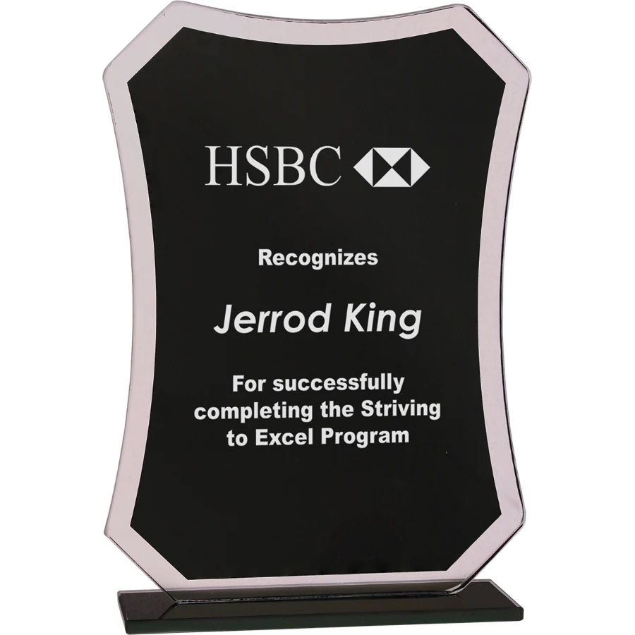 7 1/4" Black Rectangle Reflection Glass Award 1