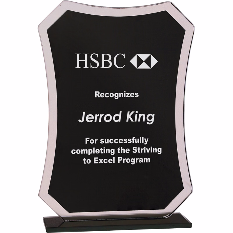 7 1/4" Black Rectangle Reflection Glass Award