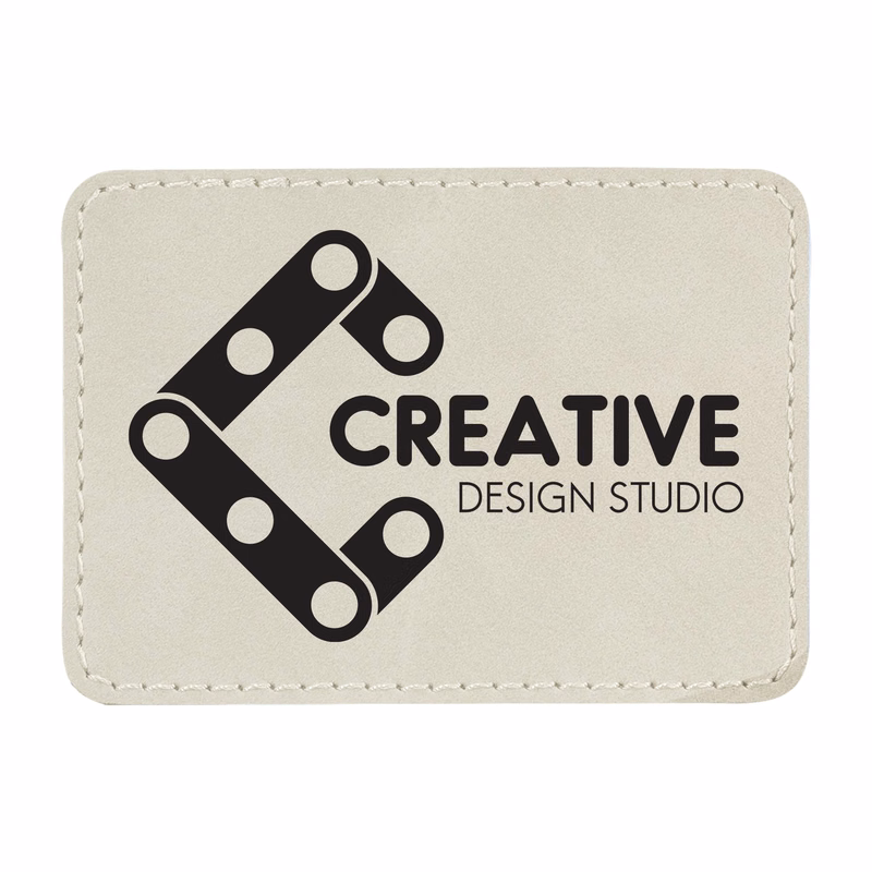3" x 2" White Leatherette Rectangular Patch with Adhesive