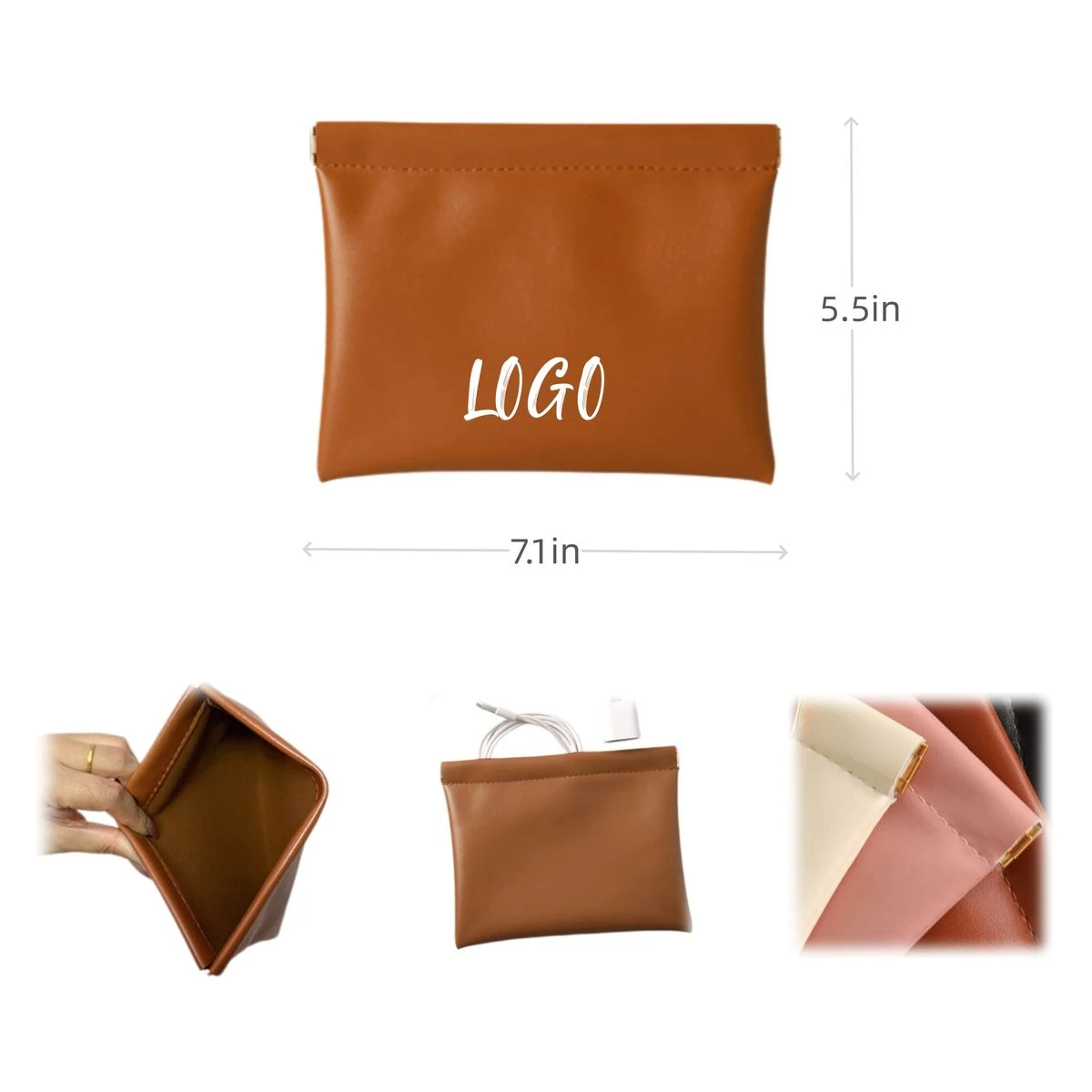 Customizable Leather Self-Closing Storage Pouch 1