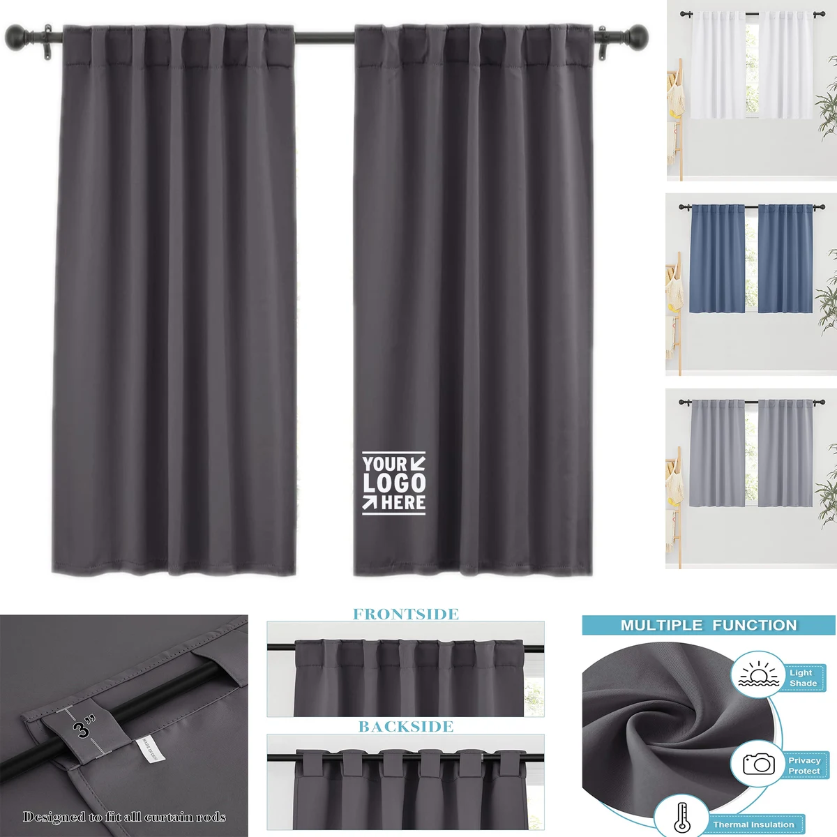 Thermal Insulated Window Drapes Bedroom Kitchen Dining Sunlight Block Blinds Blackout Curtains 1
