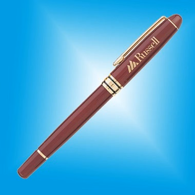 Ebony Roller Ball Point Pen - Burgundy w/Gold