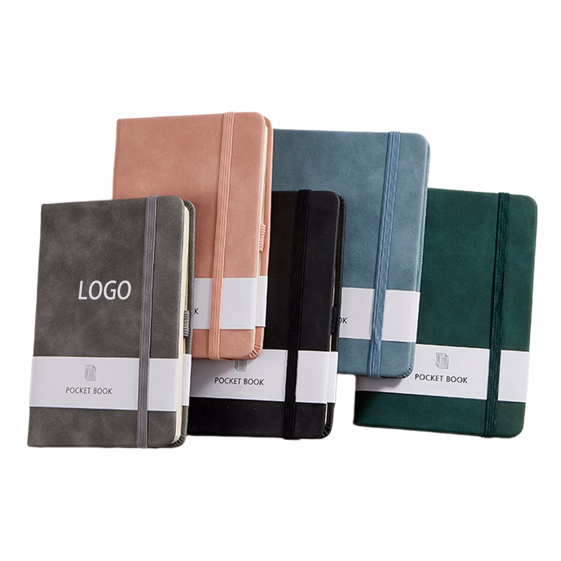 A7 Mini Pocket Notebook with PU Leather Cover and a Strap