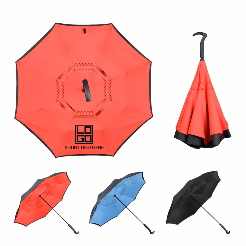 44" Inverted Automatic Umbrella With Hook Handle MOQ10pcs
