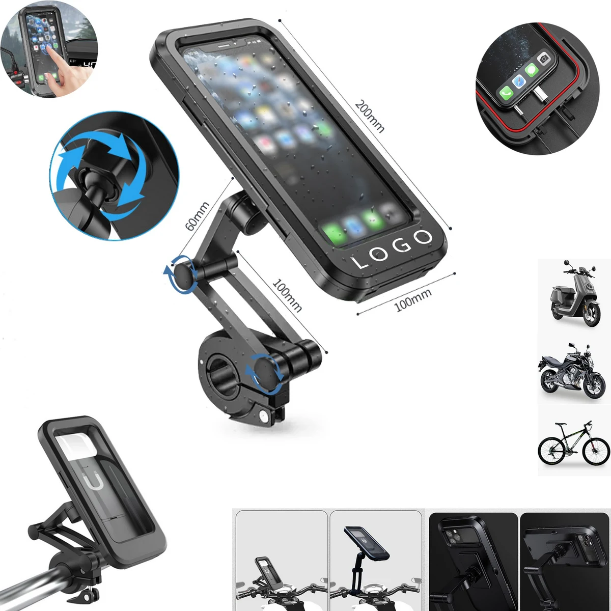 Bicycle Motorcycle Phone Mount Holder Waterproof Universal 1