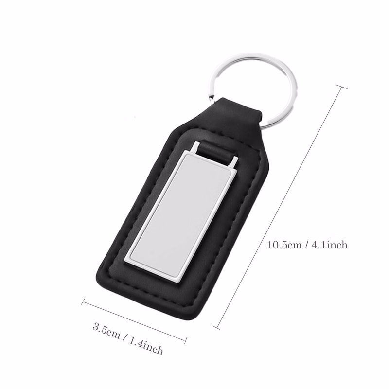 PU Leather Key Chain with Metal Plate
