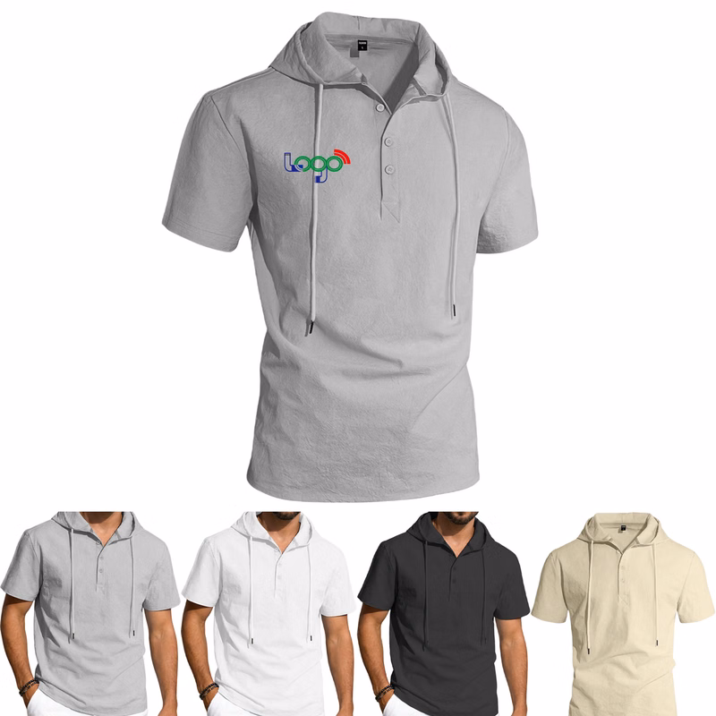 Summer Cotton-Linen Short-Sleeve Hoodie