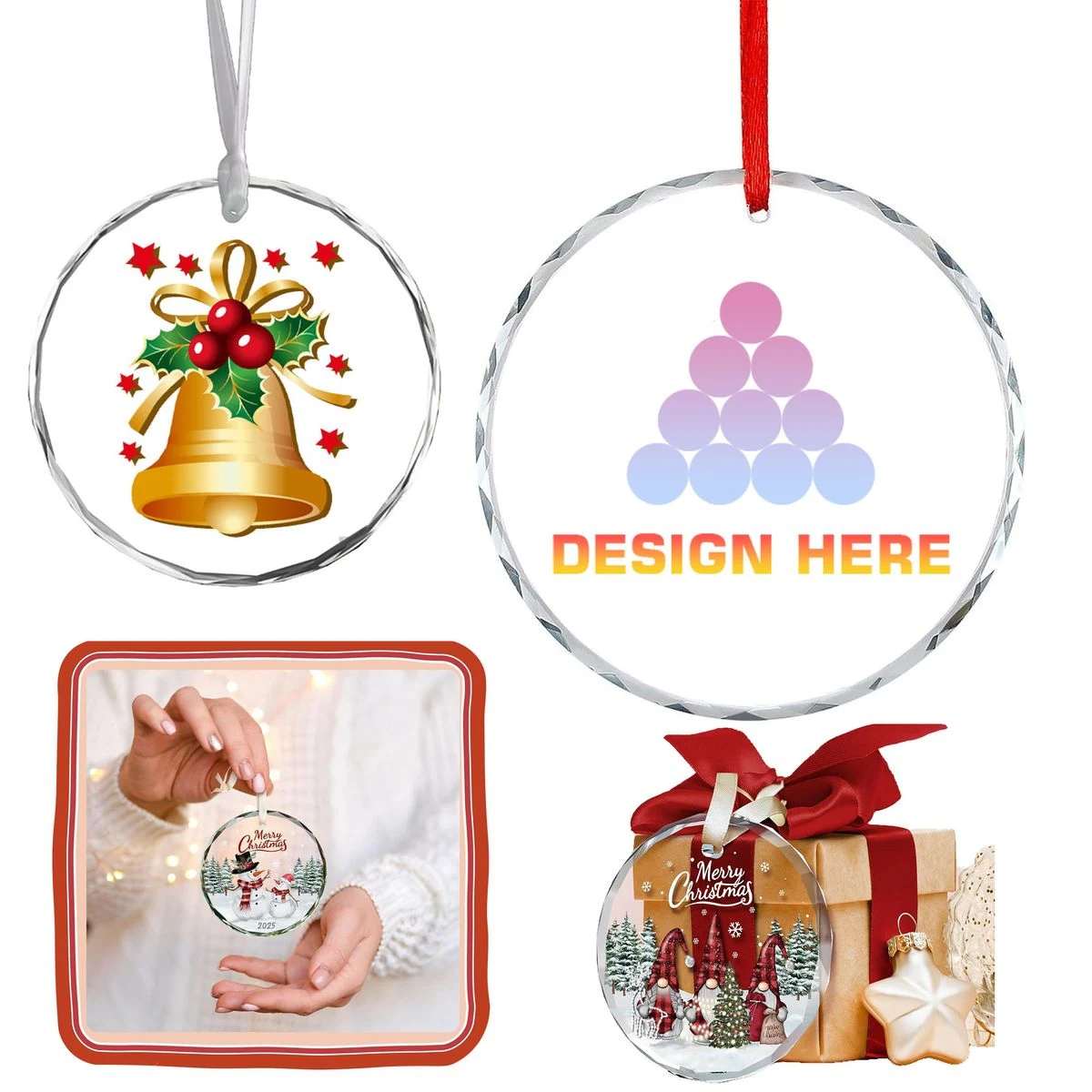 Personalized Custom Text Glass Christmas Ornament 1