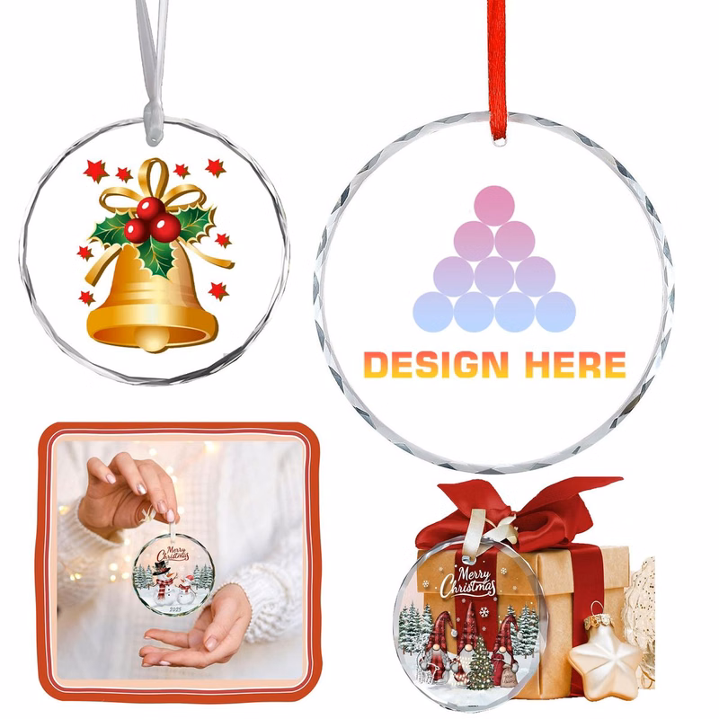 Personalized Custom Text Glass Christmas Ornament