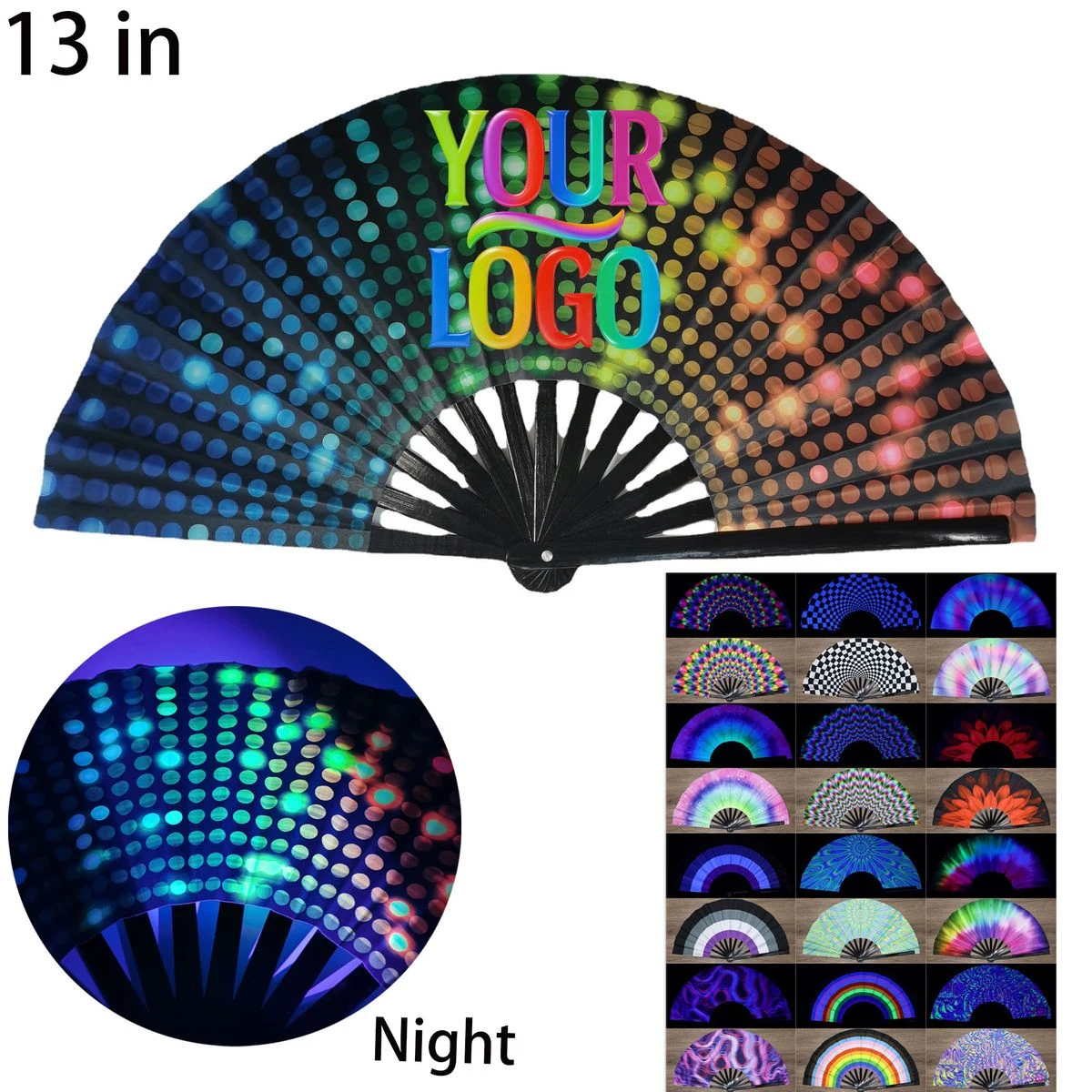 13 Inch Fluorescent Glow In Dark Clack Fan 1
