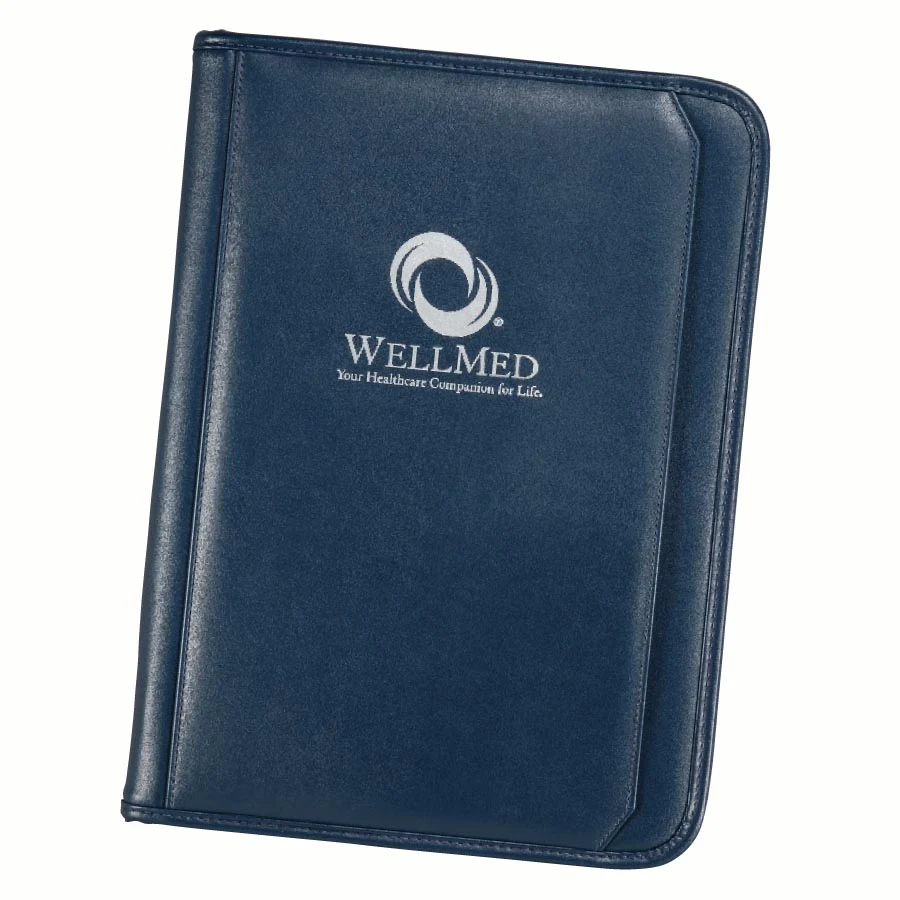 Tuscany Zippered Padfolio (Blue) - Premium Simulated Leather 1