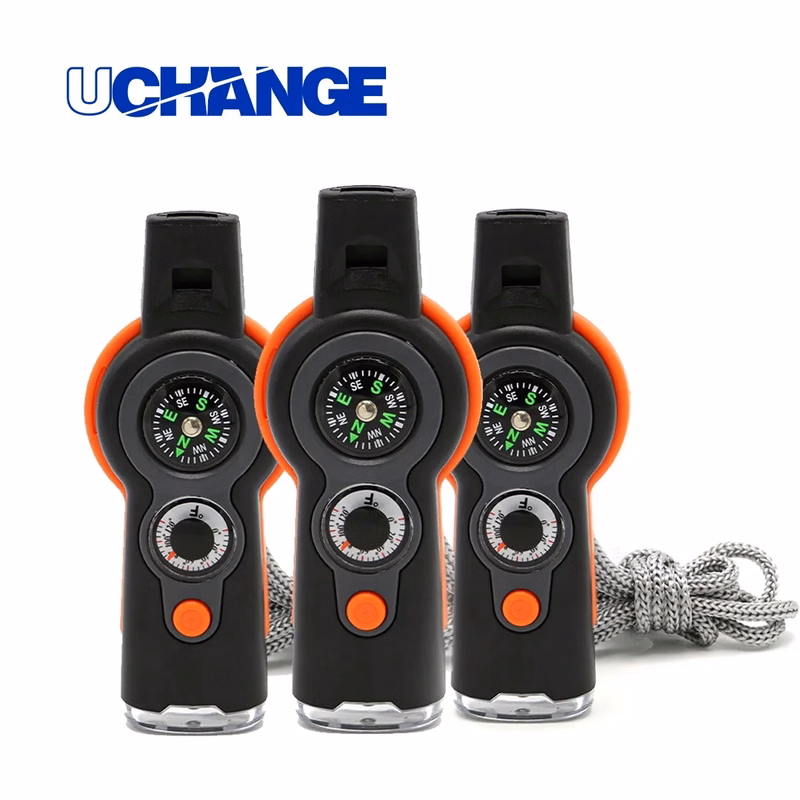 7-in-1 Survival Whistle With LED, Compass, Thermometer